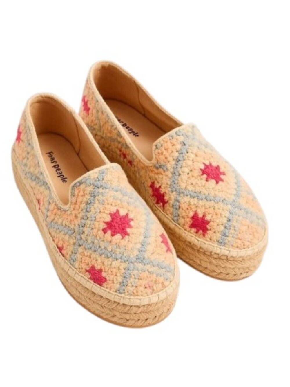 Free People Gran Via Crochet Espadrilles in Multicolor Size 38 EU / 7.5 US NEW